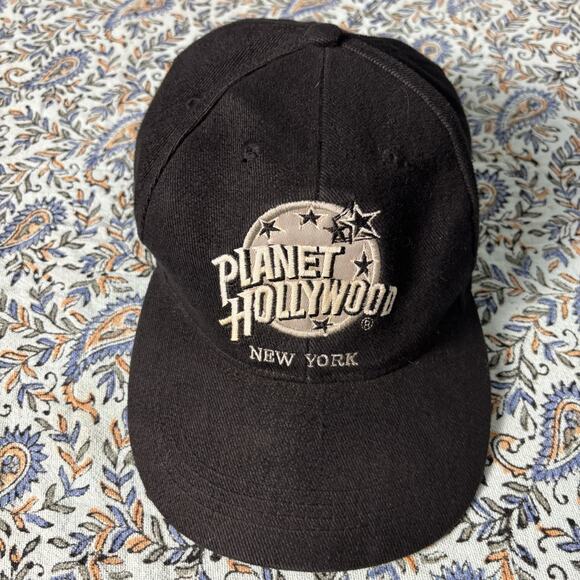 Vintage 1991 Planet Hollywood Black Hat Cap Dad New York 90’s NY NYC Streetwear - Picture 1 of 8